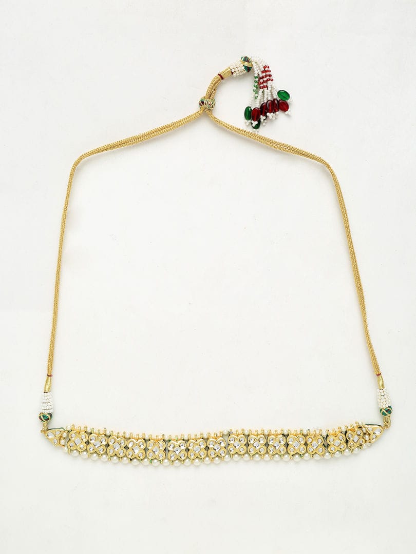 Gold Plated Kundan Neckpiece - Image 3