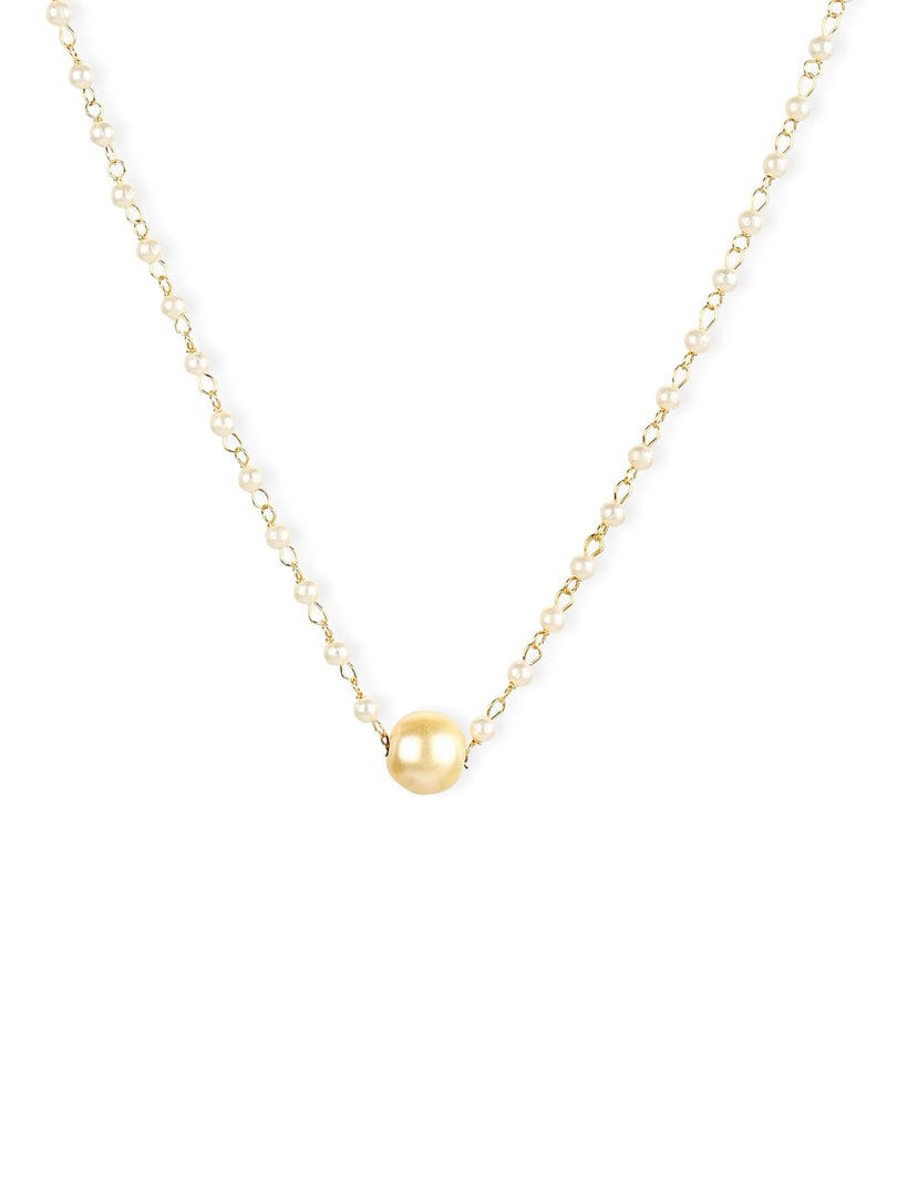 Long Kundan Pearl Necklace Set - Image 3