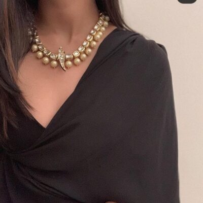 Gold Plated Casual Kundan Necklace Set