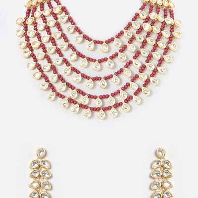 Gold Plated Kundan Polki Necklace Set