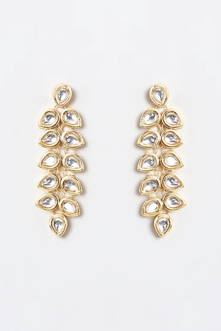 Gold Plated Kundan Polki Necklace Set - Image 2