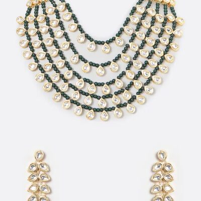 Gold Plated Kundan Polki Necklace Set