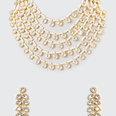 Gold Plated Kundan Polki Necklace Set