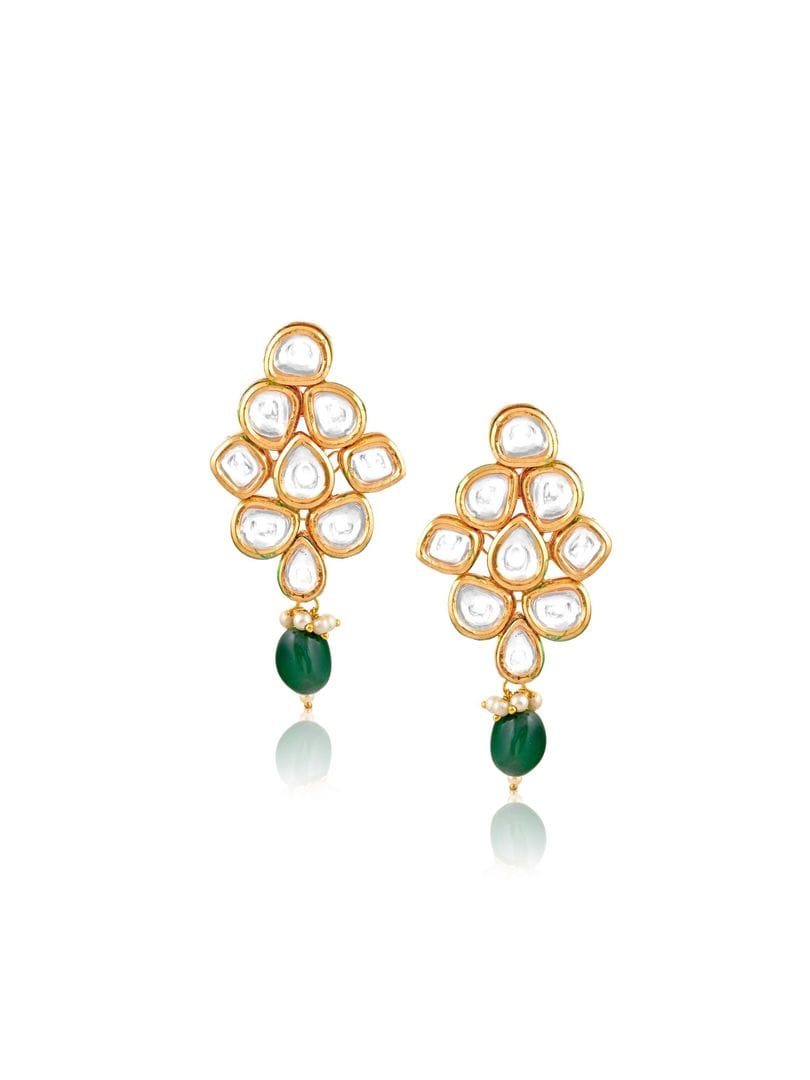 Gold Finish Kundan Necklace Set - Image 5