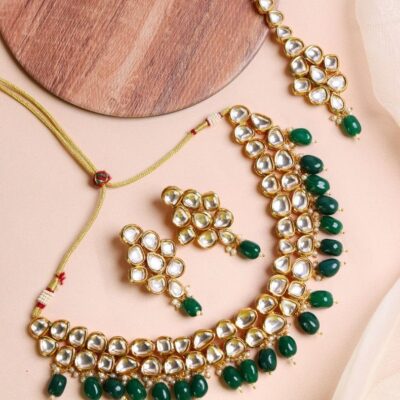 Gold Finish Kundan Necklace Set