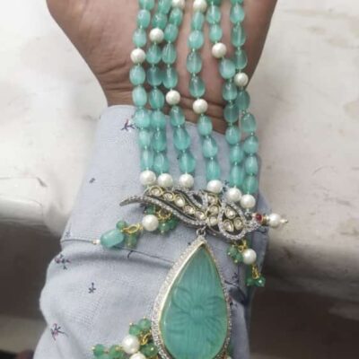 Semi precious Polki stones and pearls Necklace