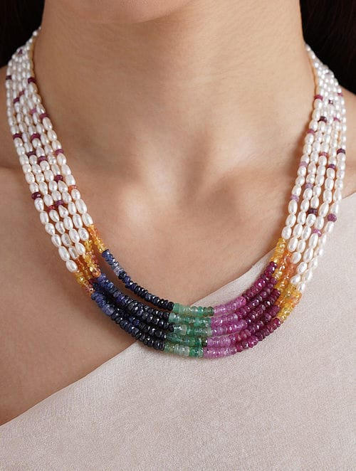 Semi precious stones and pearls Necklace - Image 4