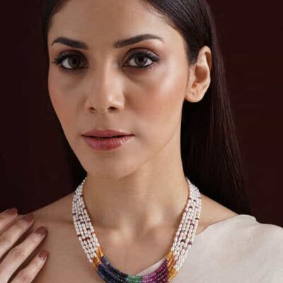 Semi precious stones and pearls Necklace