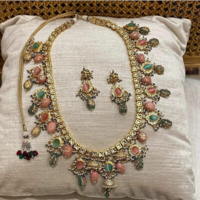 Semi precious Kundan stones and pearls Necklace