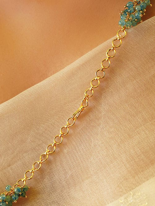 Green Gold Tone Beaded Necklace - Image 6