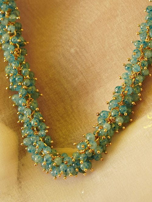 Green Gold Tone Beaded Necklace - Image 5