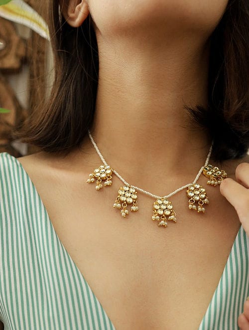 Gold Plated Kundan Choker Set - Image 3