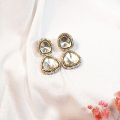 Silver Plated Designer Polki Kundan Earring