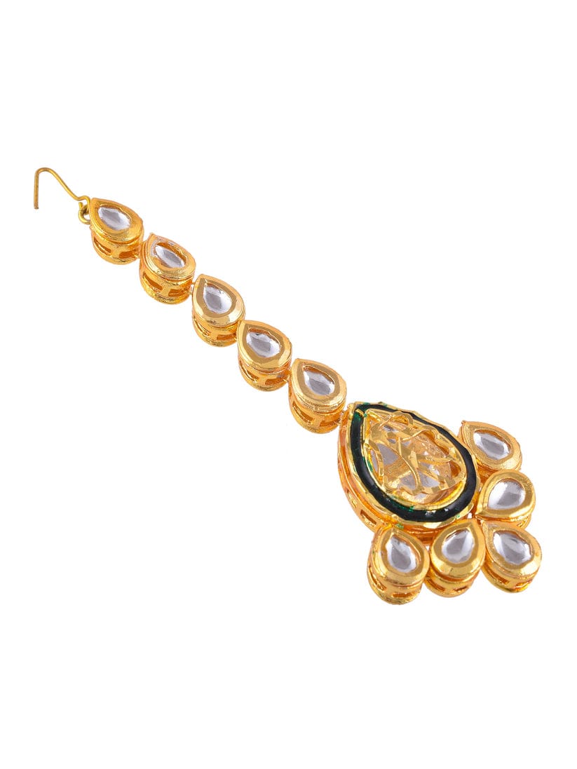 Gold & White Pearls Kundan Mangtika - Image 4