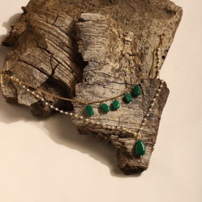 Green Gold Plated Beaded Handcrafted Necklace