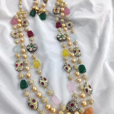 Multi Tumble Stone Necklace Set