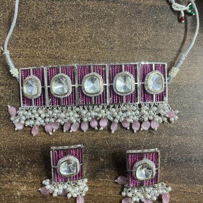 Polki Kundan choker Nacklace With Earrings
