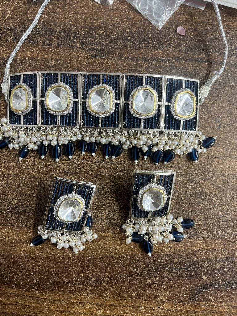 Polki Kundan choker Nacklace With Earrings