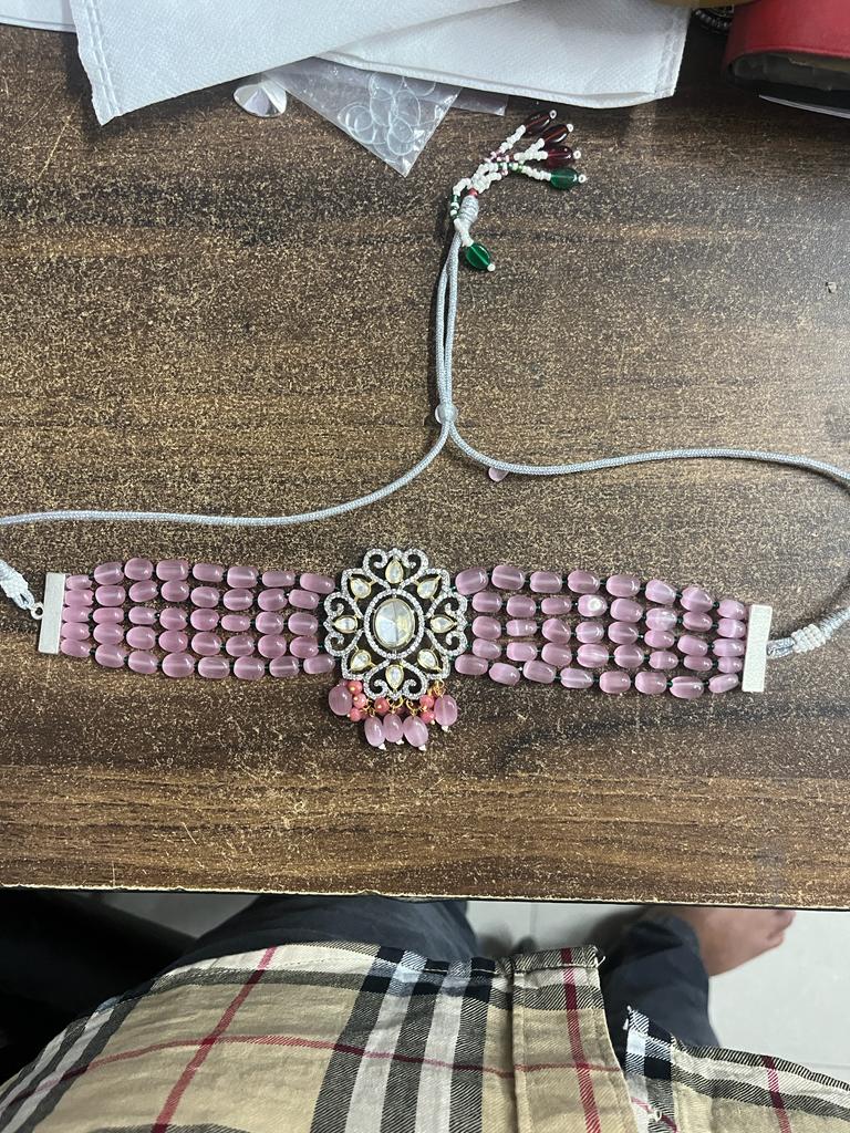 Gold Plated Kundan Choker necklace set - Image 2