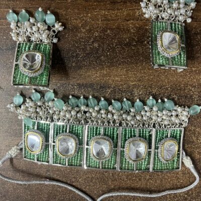 Polki Kundan choker Nacklace With Earrings
