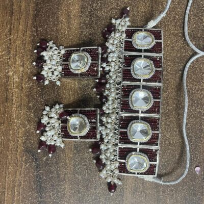 Polki Kundan choker Nacklace With Earrings