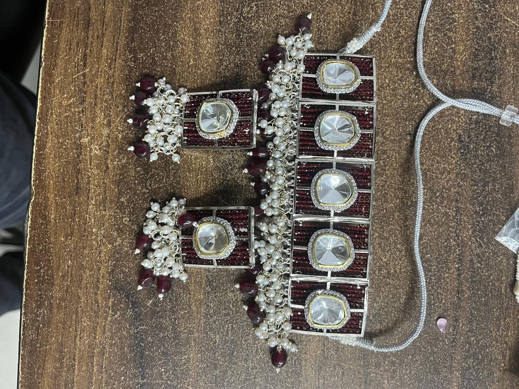 Polki Kundan choker Nacklace With Earrings