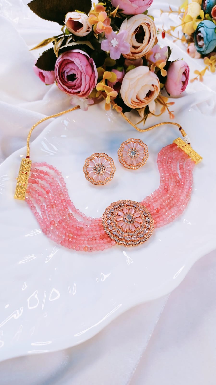 Gold Plated AD Stone Jewellery Set