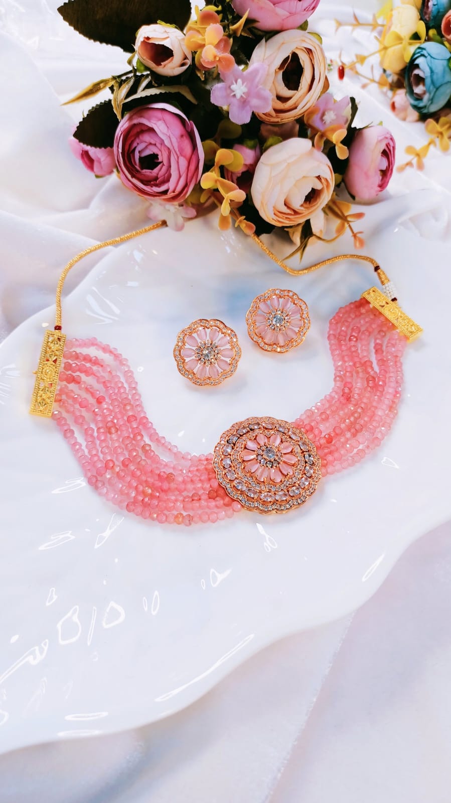 Gold Plated AD Stone Jewellery Set - Image 2