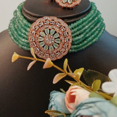 Gold Plated AD Stone Jewellery Set