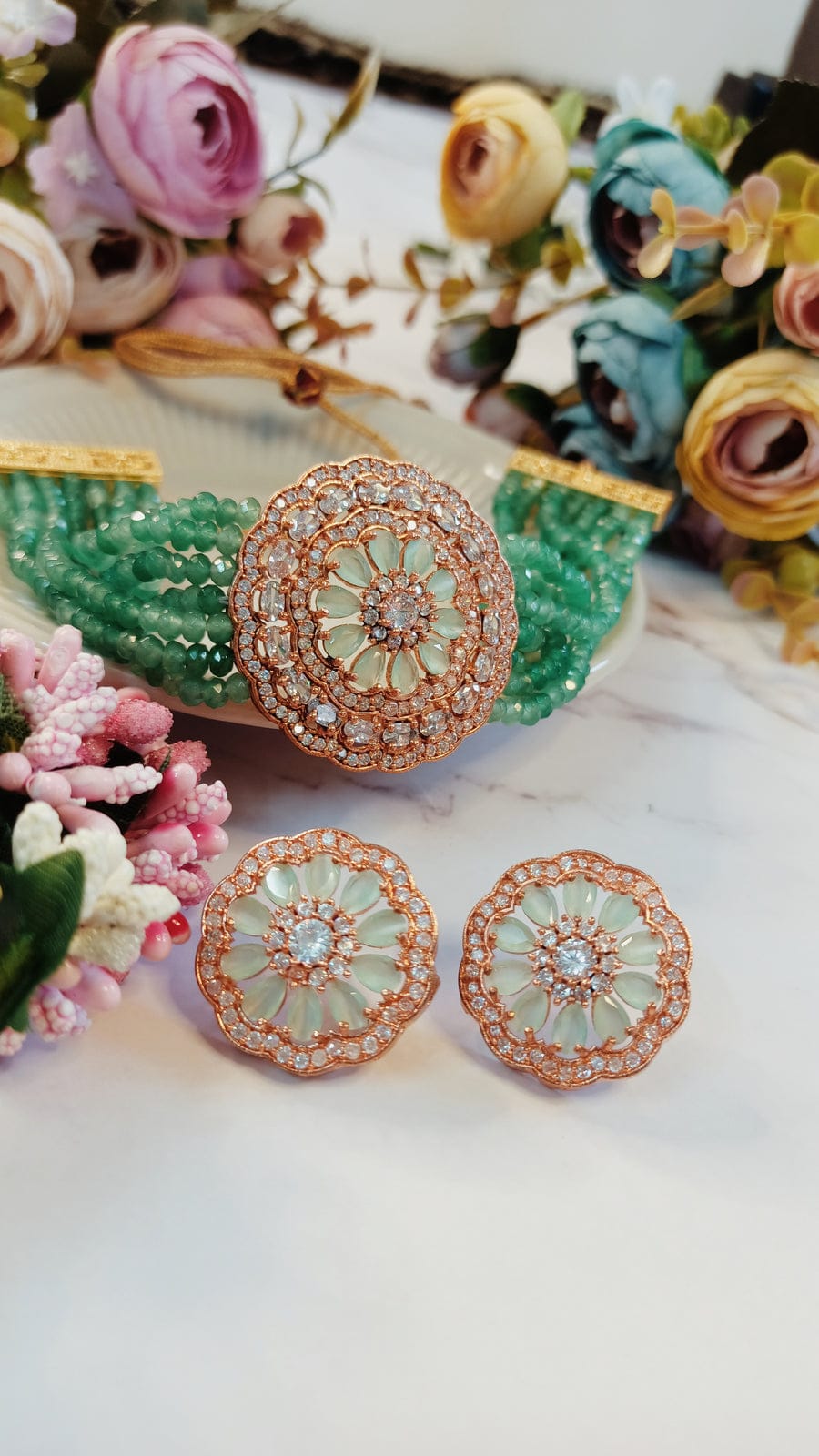 Gold Plated AD Stone Jewellery Set - Image 4