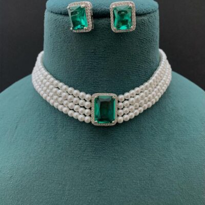 Gold Plated & Pearls Beaded Jewellery Set