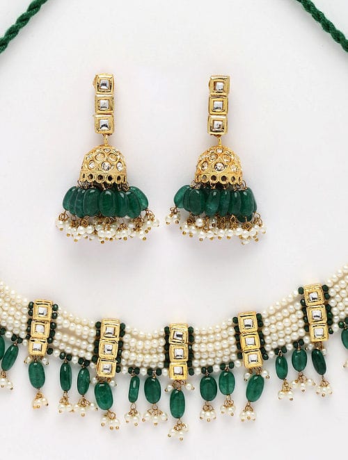 Gold Plated Kundan Choker Set - Image 4