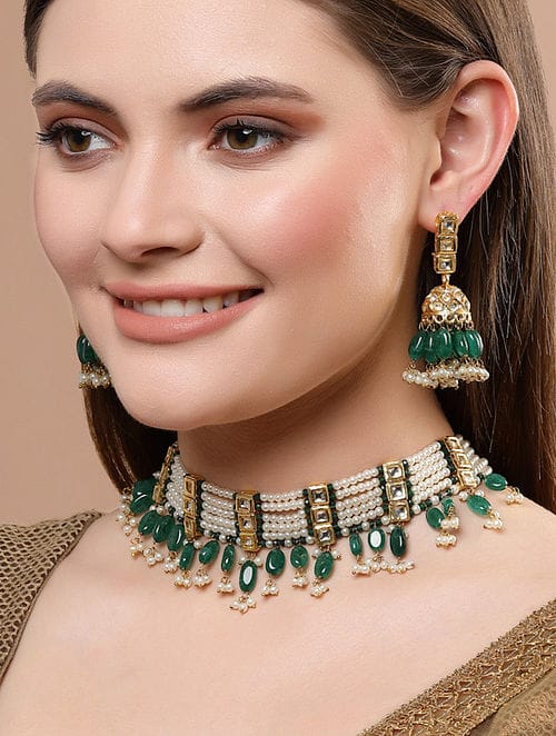 Gold Plated Kundan Choker Set - Image 2