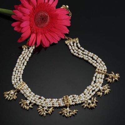 Gold Toned & White Sterling Silver Gold Plated Handcrafted Necklace