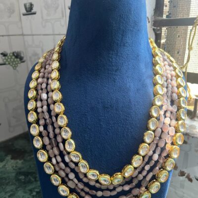 Gold Plated Kundan Necklace With Earrings