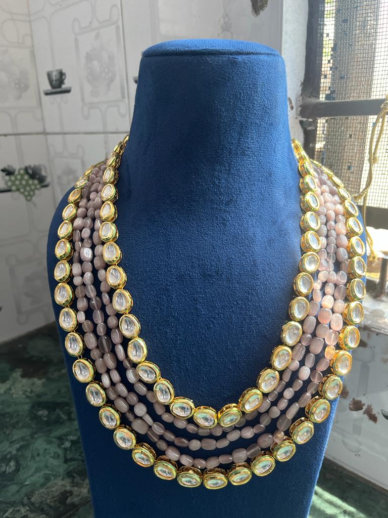 Gold Plated Kundan Necklace With Earrings