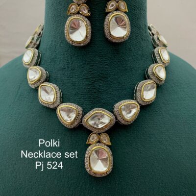 Polki Stone Studded Jewellery Necklace Set