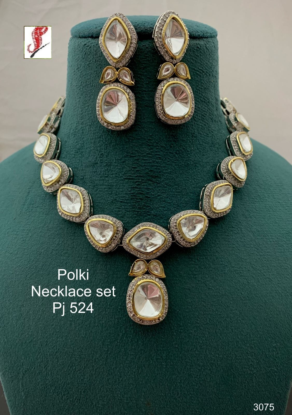 Polki Stone Studded Jewellery Necklace Set