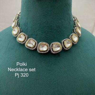 Polki Stone Studded Jewellery Necklace Set