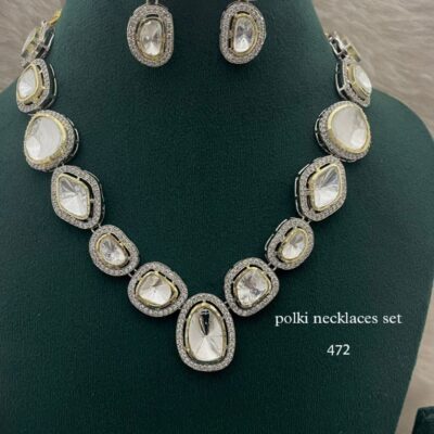 Polki Stone Studded Jewellery Necklace Set