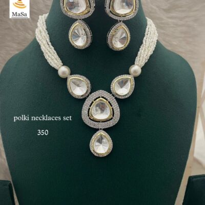 Polki Stone Studded Jewellery Necklace Set