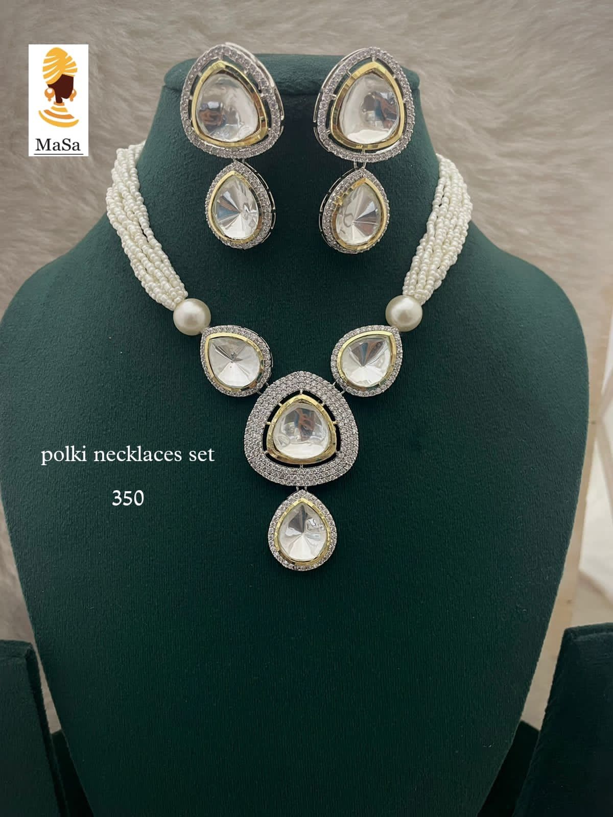 Polki Stone Studded Jewellery Necklace Set