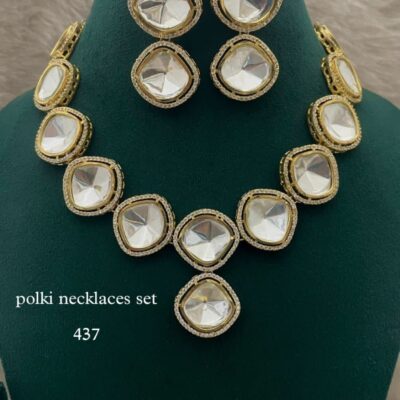 Polki Stone Studded Jewellery Necklace Set