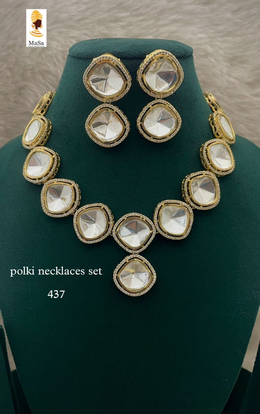 Polki Stone Studded Jewellery Necklace Set