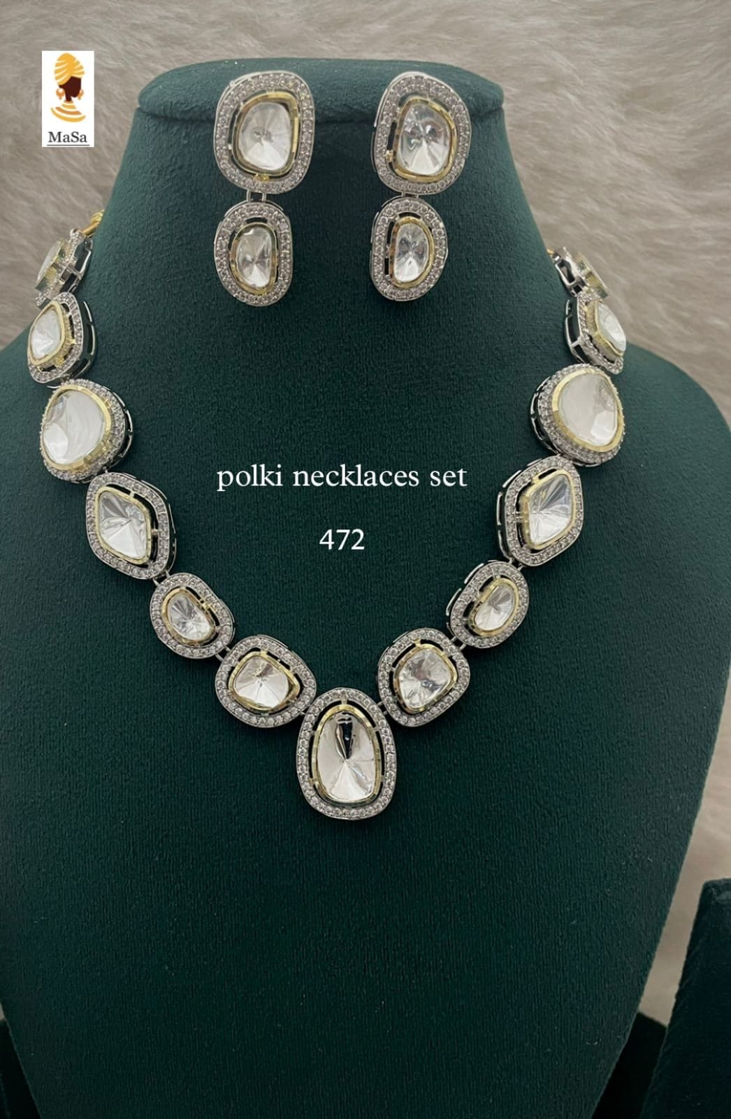 Polki Stone Studded Jewellery Necklace Set