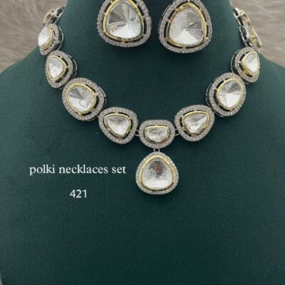 Polki Stone Studded Jewellery Necklace Set