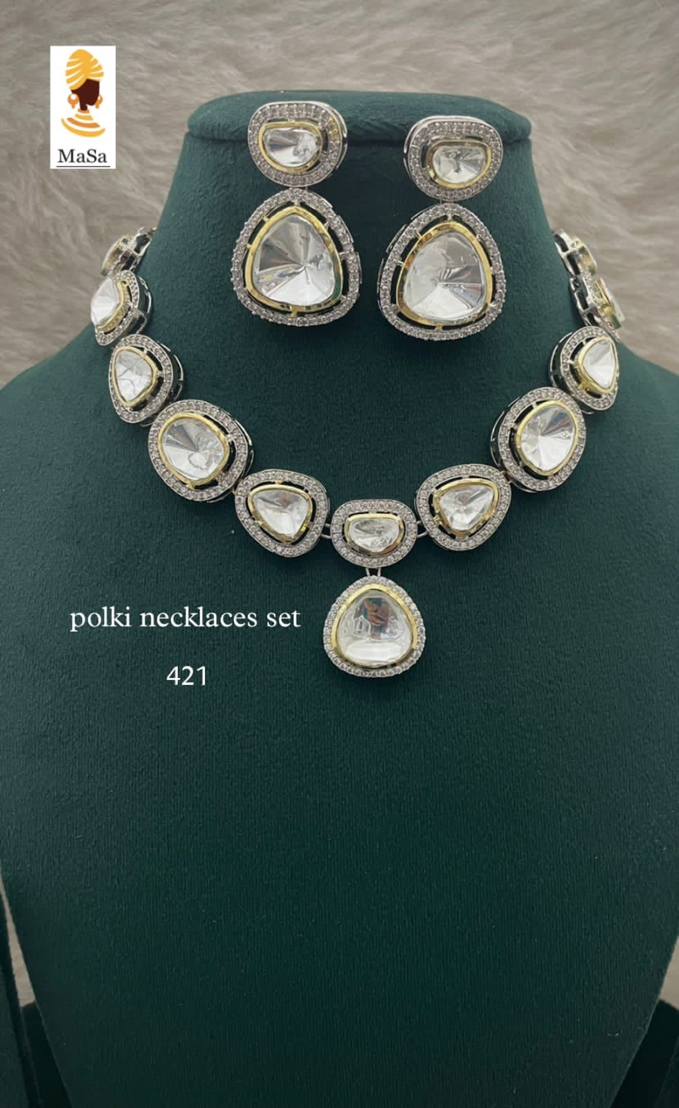 Polki Stone Studded Jewellery Necklace Set