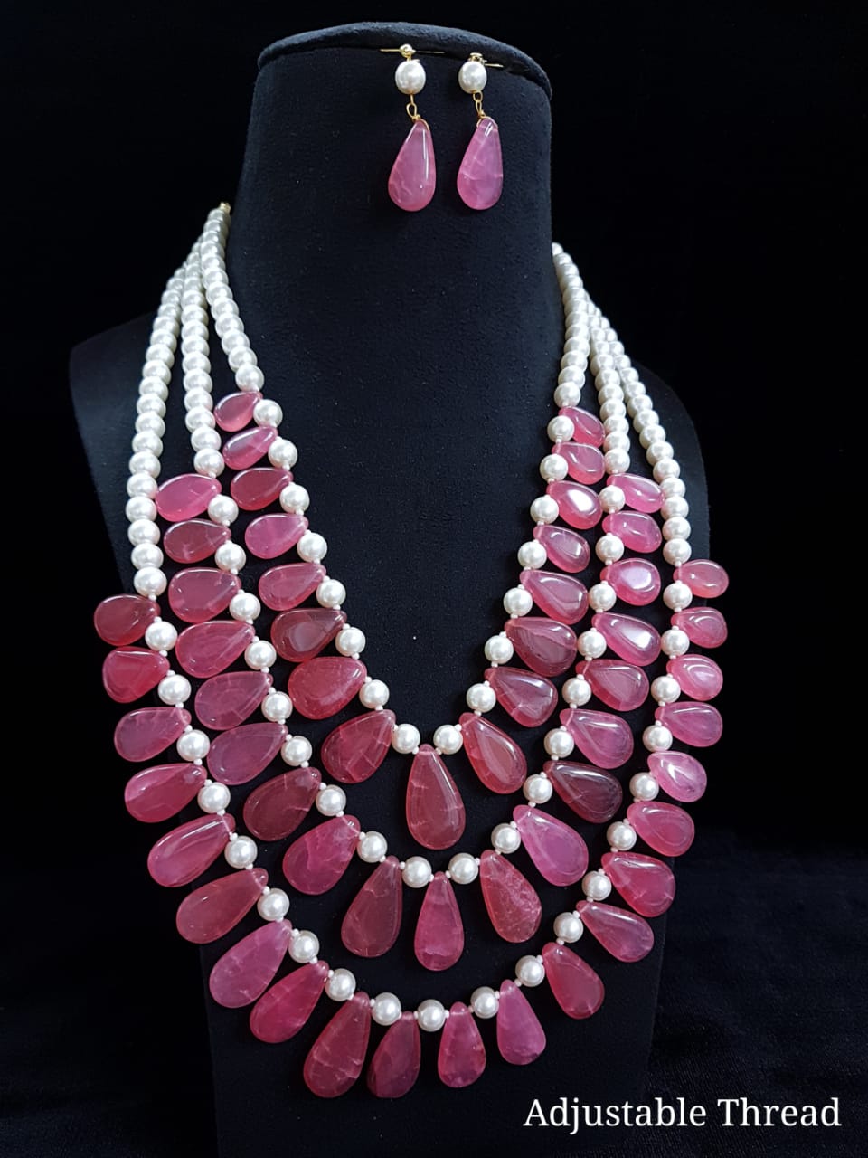 Sky Blue & Pink Color Bridal Mala Jewellery - Image 2