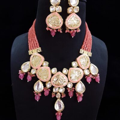 Indian Kundan Choker Necklace With Earrings