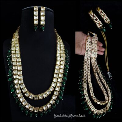 Gold Plated Beads Kundan Choker Necklace